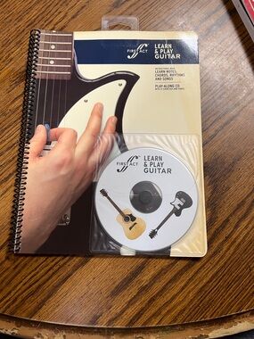 First Act Learn & Play Guitar Instruction Book + CD - Cream & Black